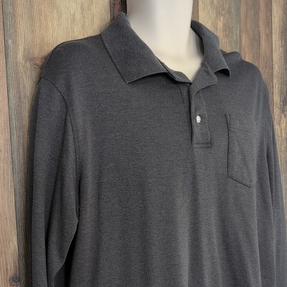 Croft & Barrow Extra Soft Gray Long Sleeve Polo Shirt L          P335 - Picture 2 of 6